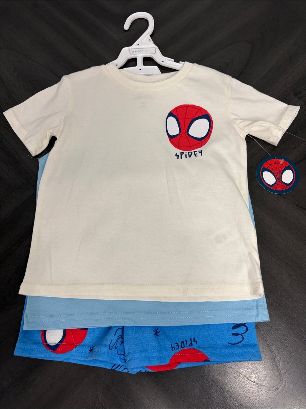 Marvel Spidey Cream & Light Blue Spider-Man 3-Piece Shorts Set